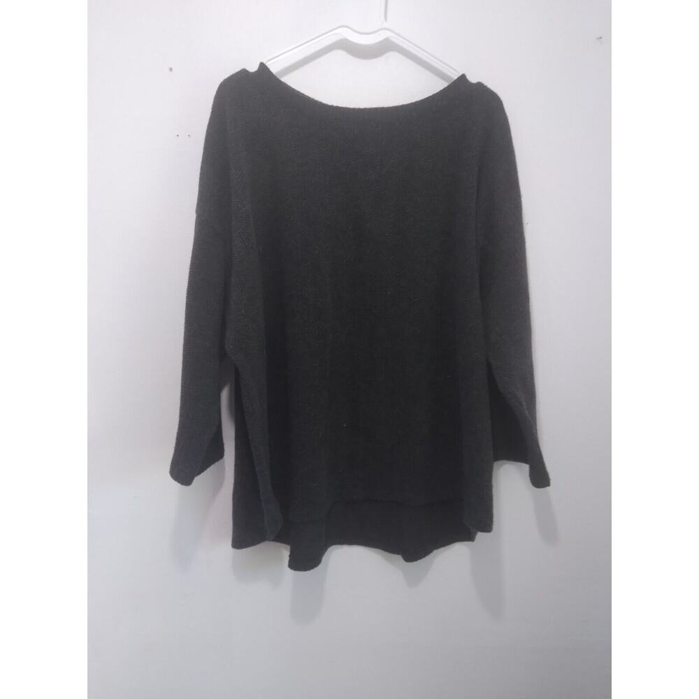 Liz Claiborne Woman Striped Black and Gray 3/4 Sleeve Top Size 3X